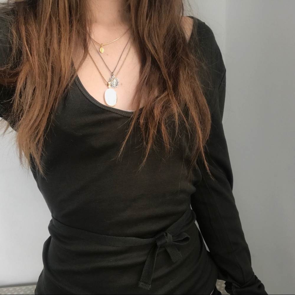 Zara tie front long sleeve top
